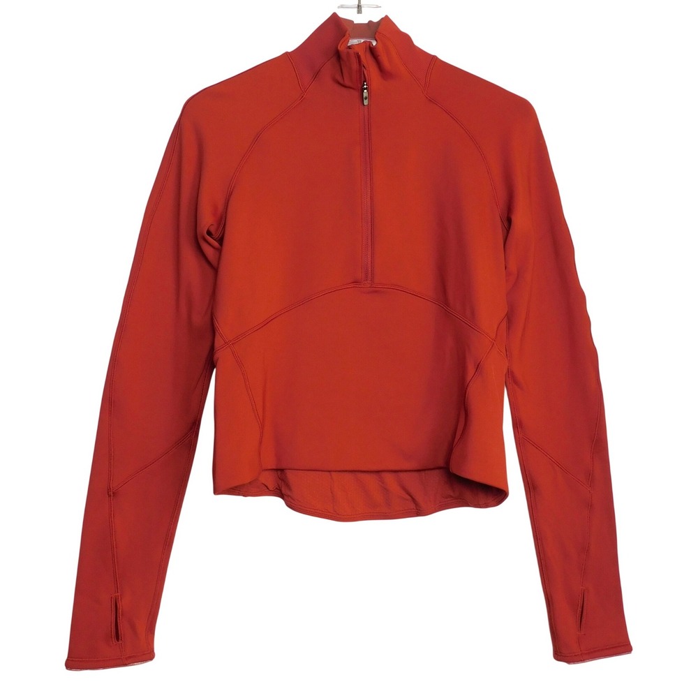 Lululemon It's A Tie 1/2 Zip Pullover Women 6 Orange Rust Thumbhole Crop W3CZOS